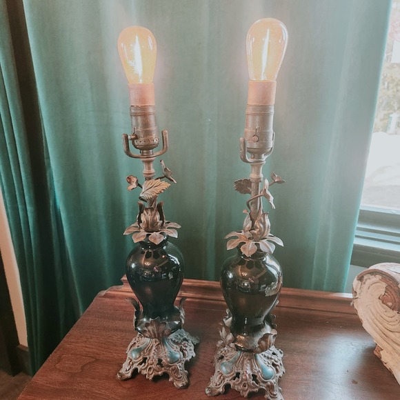 Pr Antique Boudoir Lamps, Art Deco Era, WORKS! French - Picture 2 of 12